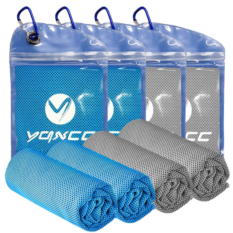 YQXCC 4 Pack Cooling Towels (40""x12"") Cool for Neck  Microfiber Soft Breathable Chilly Towel for Yoga  Golf  Gym  Camping  Running  Workout & More Activities - Image 1